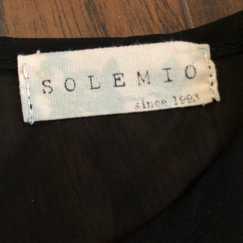 3/$25 Solemio Black Beige Long Sleeve Mini Dress - Picture 5 of 7
